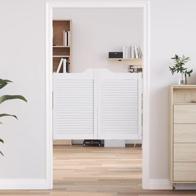 Porte Swing 2 pcs Bianco Legno Massello di Pino