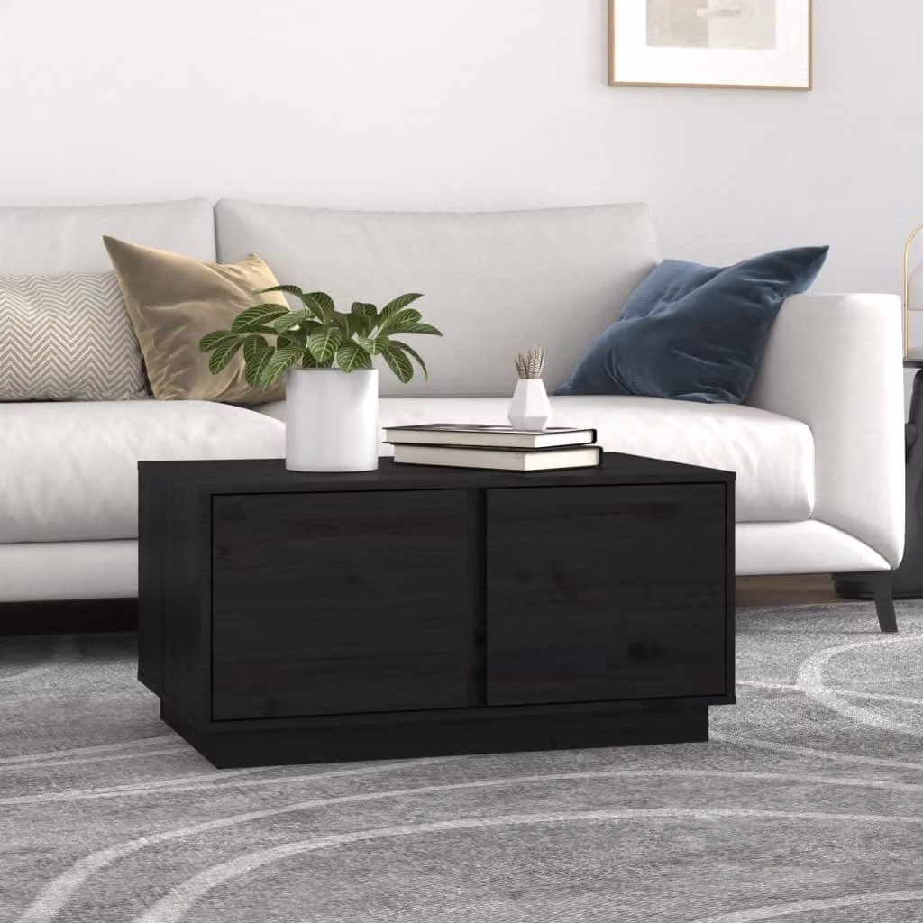 Maison Exclusive - Tavolino nero 80x50x40 cm in legno massello di pino