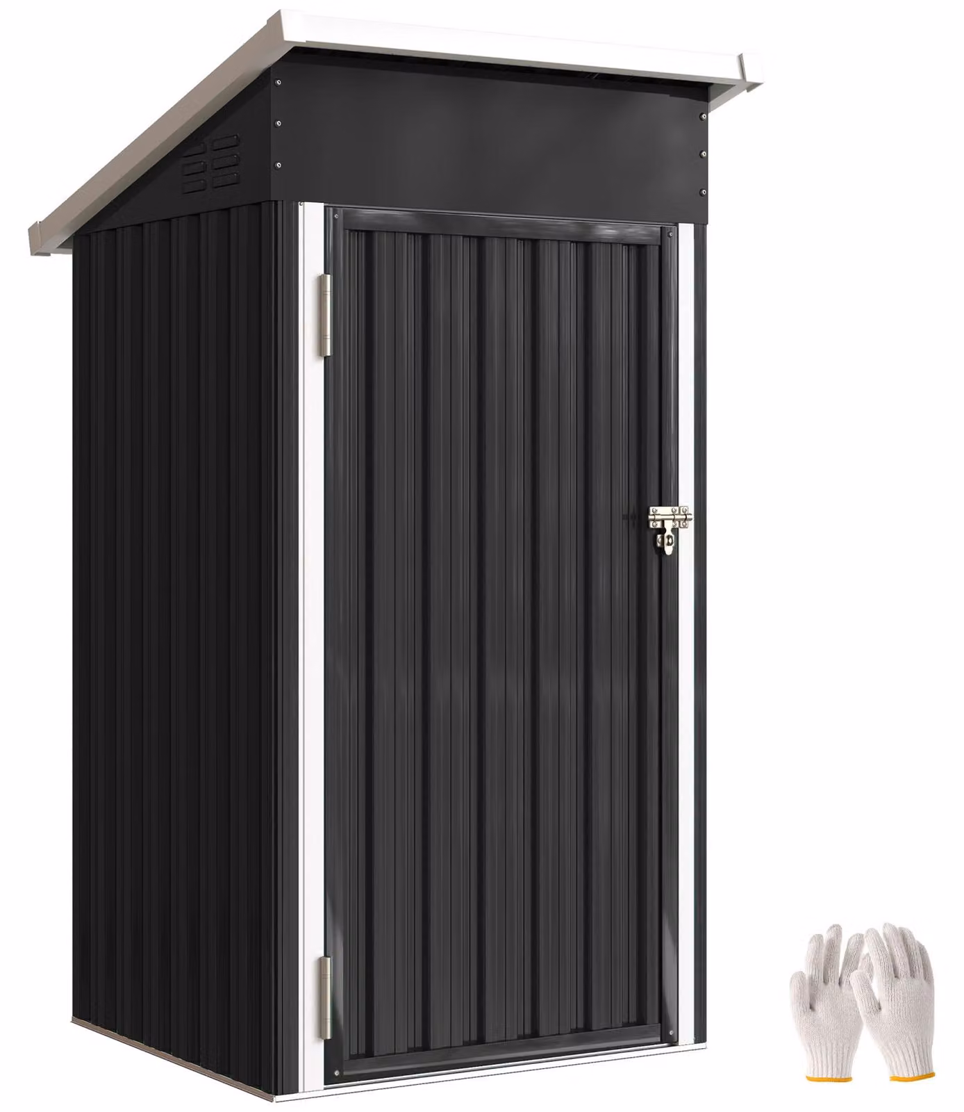 Capanno da giardino in metallo - 107,5 x 91 x 185 cm - Grigio scuro - Resistente agli agenti atmosferici - Ideale per lo stoccaggio in giardino