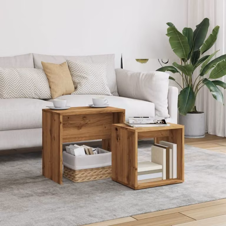 Maison Exclusive - Set di 2 tavolini Artisan in legno di rovere