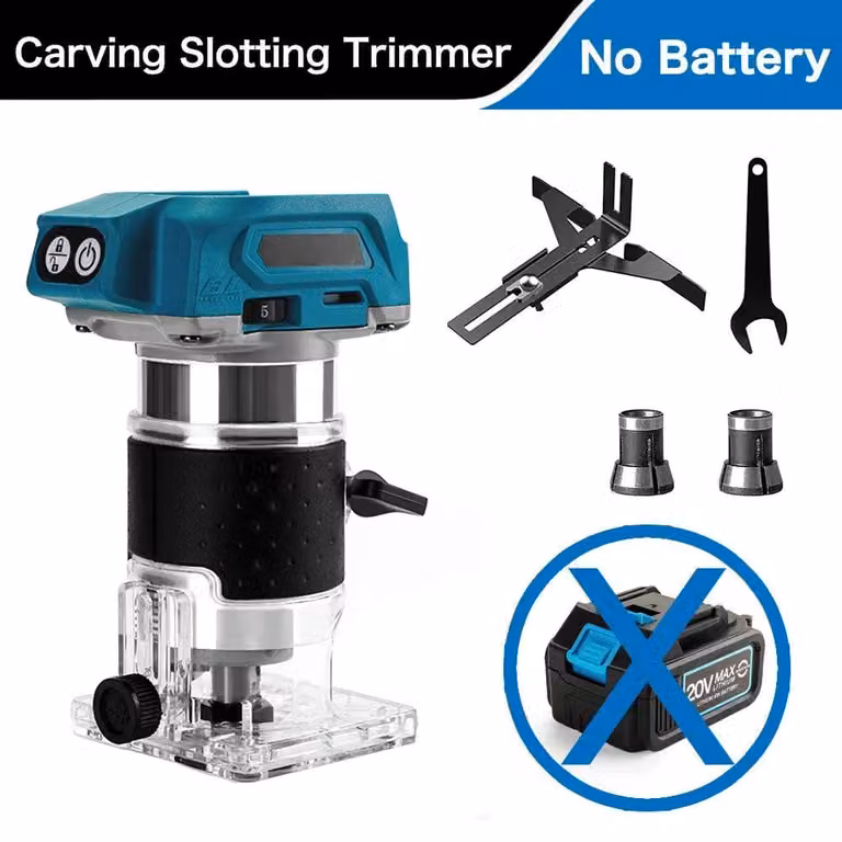Fresatrice senza spazzole per legno - Macchina per la lavorazione del legno - Elettroutensile per la lavorazione del legno - Trimmer - Utensile per intaglio del legno