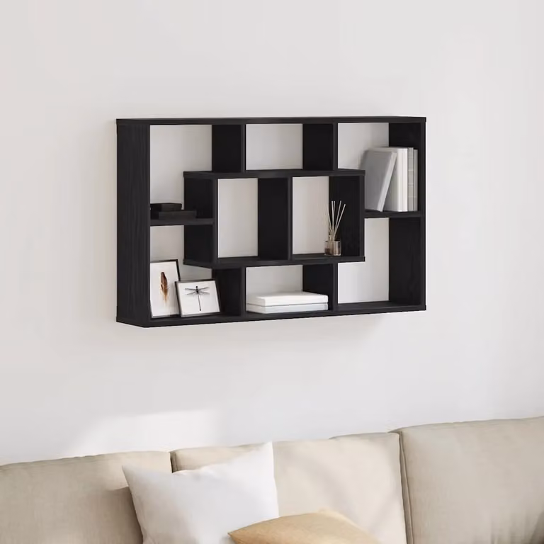 Scaffale da parete vidaXL in MDF Nero, L: 85 cm, P: 16 cm, H: 52,5 cm