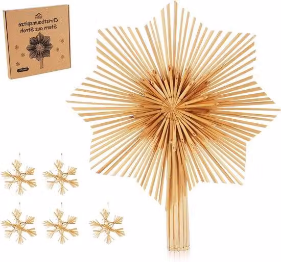 Alluminio - Set di 6 stelle decorative per albero di Natale - Rami - 30 cm