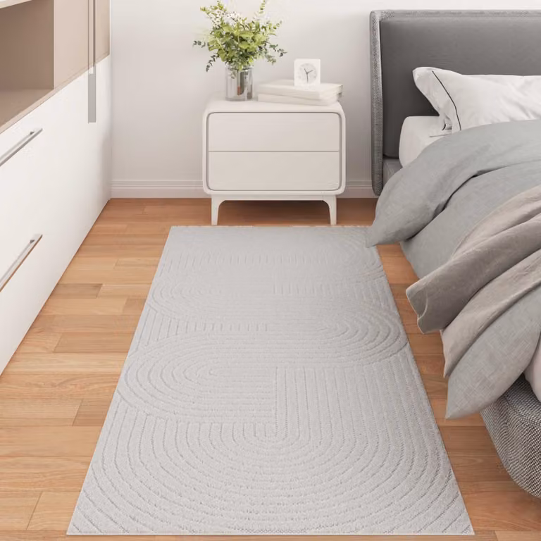 Tappeto vidaXL PALMERAS per interno ed esterno, design moderno astratto, lavabile e antiscivolo, colore crema, L: 80 cm x P: 200 cm