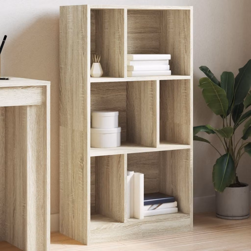 Libreria moderna vidaXL in legno multistrato e MDF, colore rovere sonoma beige, L 57 cm x P 28,5 cm x H 107,5 cm