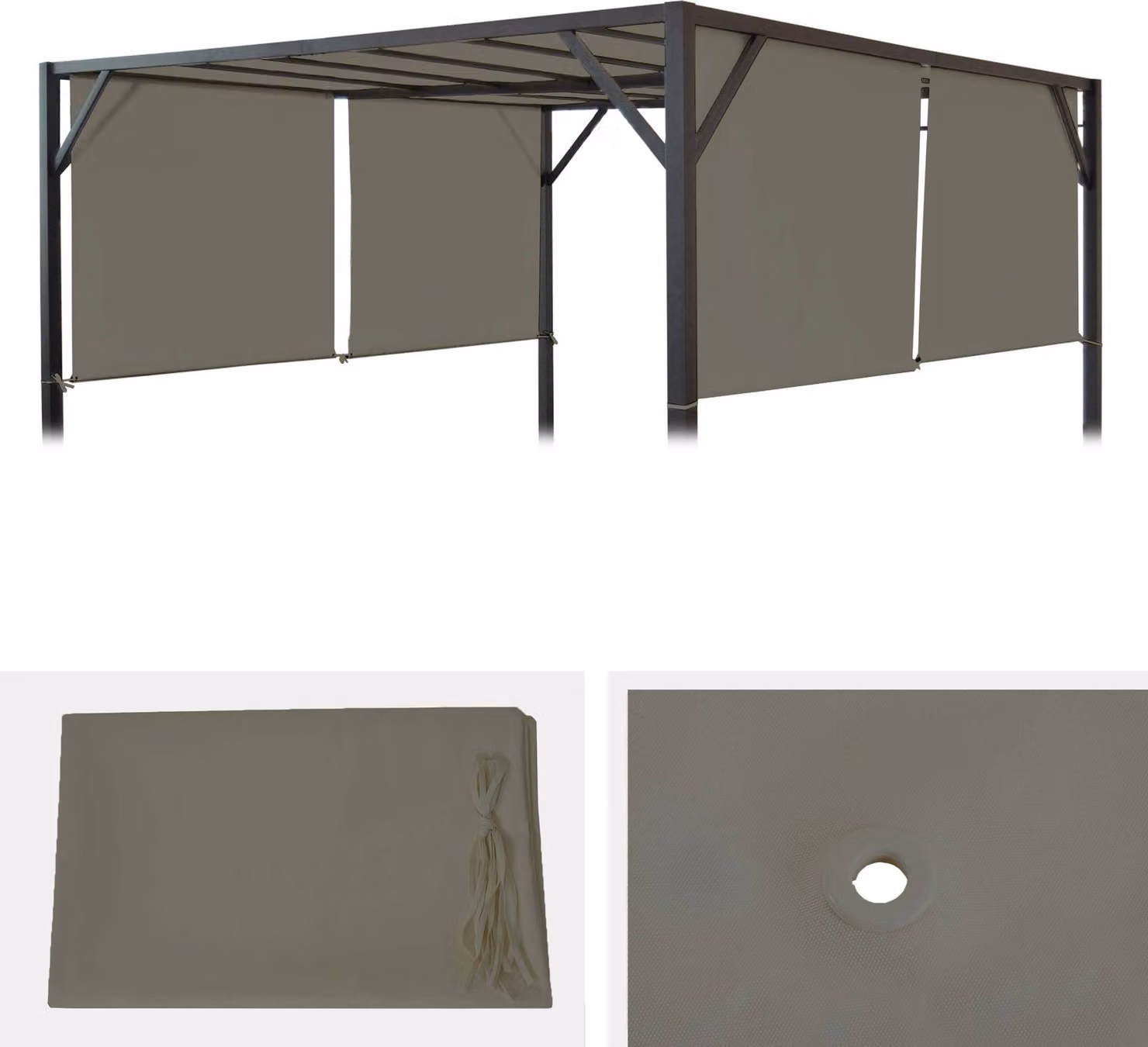 Copertura di ricambio per pergola a padiglione Baia 3x3m ~ taupe