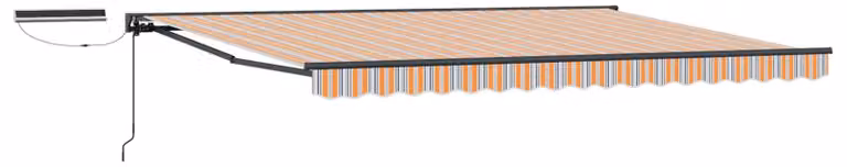Toldo retrattile elettrico, disponibile nei colori blu, arancione e antracite, dimensioni 4 x 3,5 metri