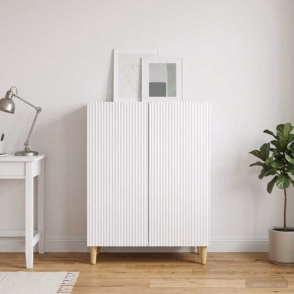 Credenza moderna vidaXL in legno MDF bianco lucido L: 66 cm, P: 34,5 cm, H: 90 cm