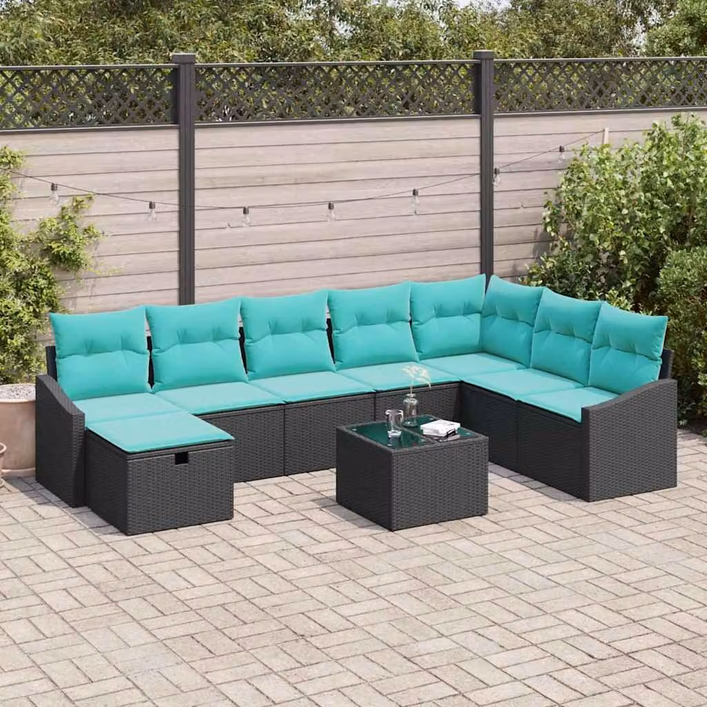 Maison Exclusive - Set da giardino composto da 9 pezzi, divano in rattan sintetico