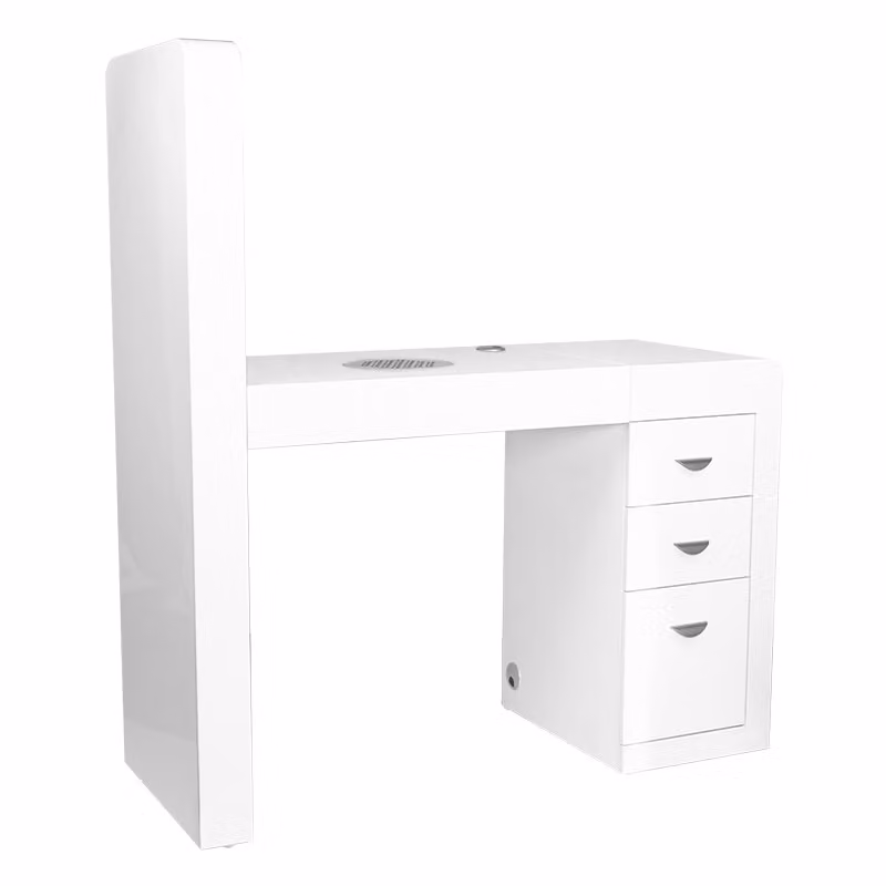 Scrivania cosmetica 310 con assorbitore a cassetta bianco a sinistra