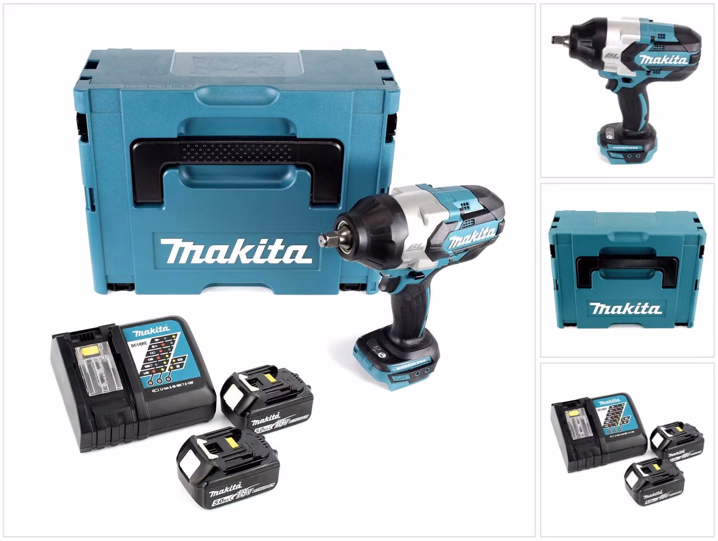 Avvitatore a impulsi a batteria Makita DTW 1002 RTJ 1/2" 18V 1000Nm brushless + 2x batteria ricaricabile 5.0Ah + caricabatterie + Makpac