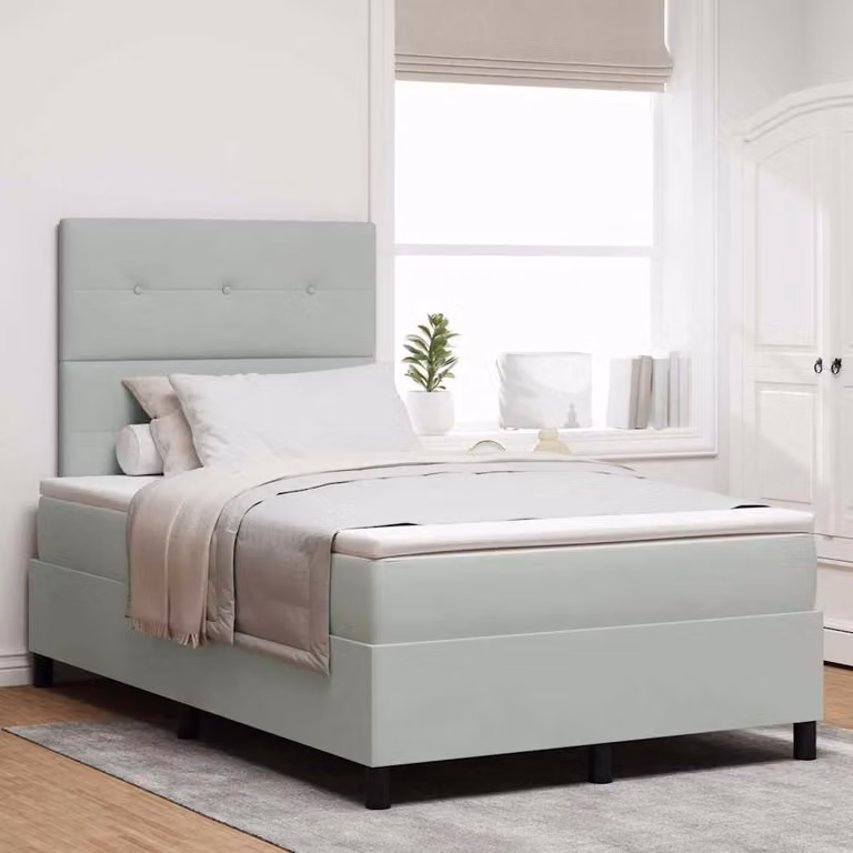 Maison Exclusive - Letto boxspring con testiera grigio chiaro 120 x 200 cm in velluto
