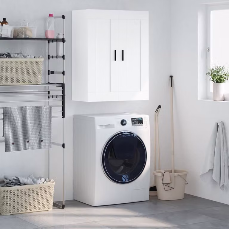 Mobile a parete vidaXL Bianco in Legno Multistrato e MDF L: 69,5 cm, P: 34,0 cm, H: 90,0 cm