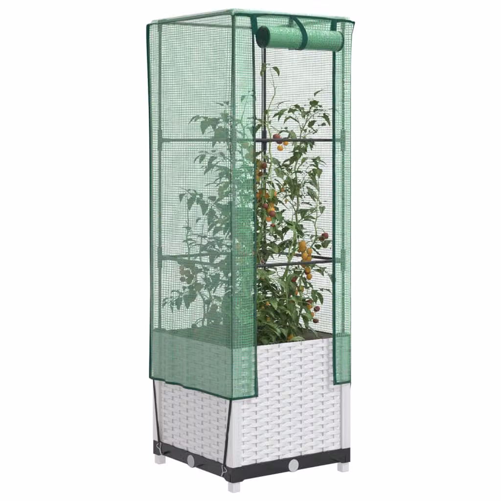Letto rialzato con copertura effetto rattan vidaXL bianco e verde L/P/H: 40 x 40 x 139 cm