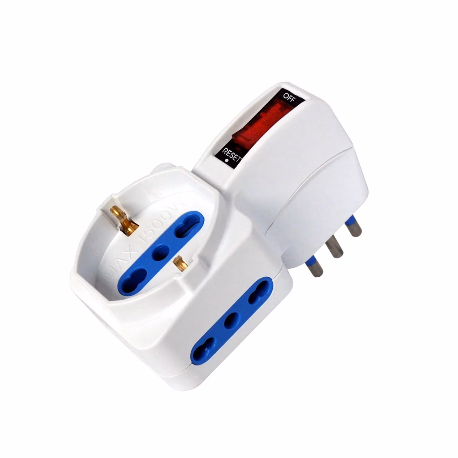 Adattatore Salvaspazio PROPART a 3 Posti con Interruttore 10A, Bianco