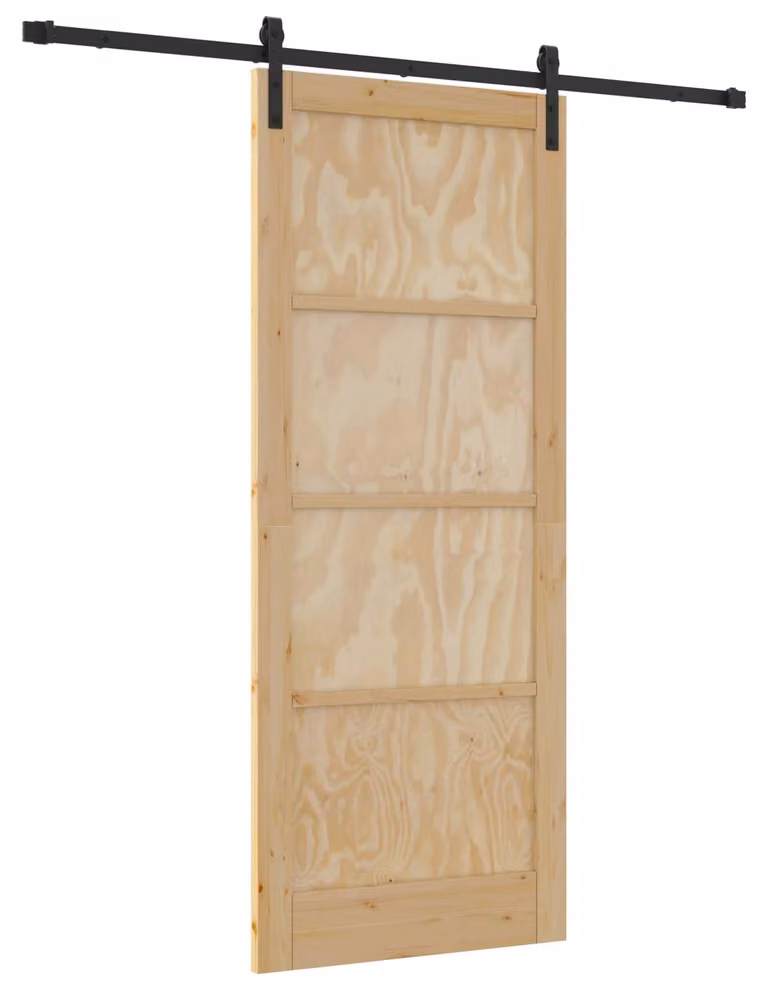 Porta scorrevole Naturale e Nero 86 x 211 cm