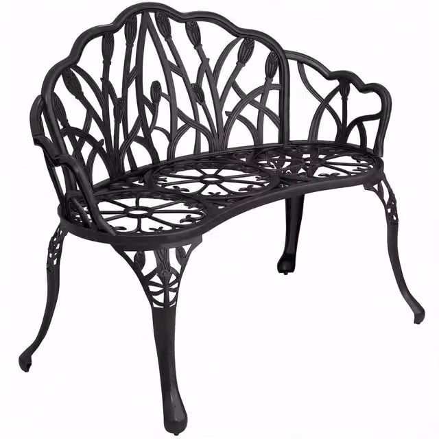 Panchina da Giardino Minimal a 2 Posti in Alluminio Grigio Antracite L: 99 cm, P: 57 cm, H: 78 cm