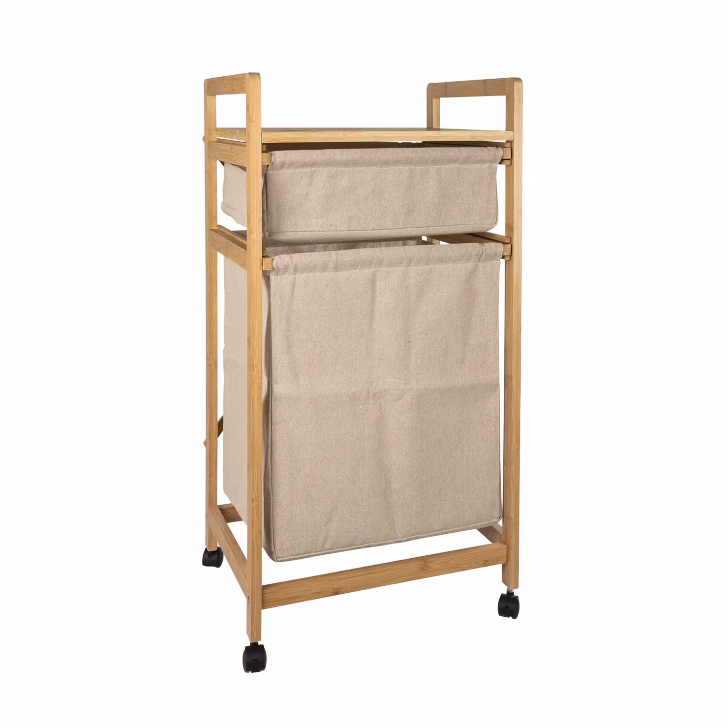 Mobiletto Portabiancheria VESTIAMO CASA Linea Bamboo, Colore Beige, H 84,5 x L 42 x P 33,5 cm