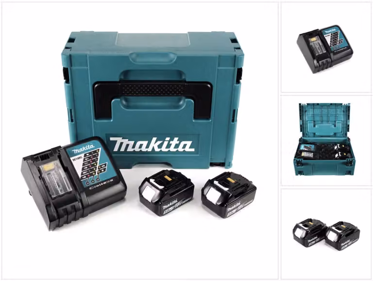 Makita Power Source Kit 18V - 2x Batterie BL1850B 5,0Ah + Caricabatterie doppio DC18RC + Valigetta Makpac ( 197624-2 )