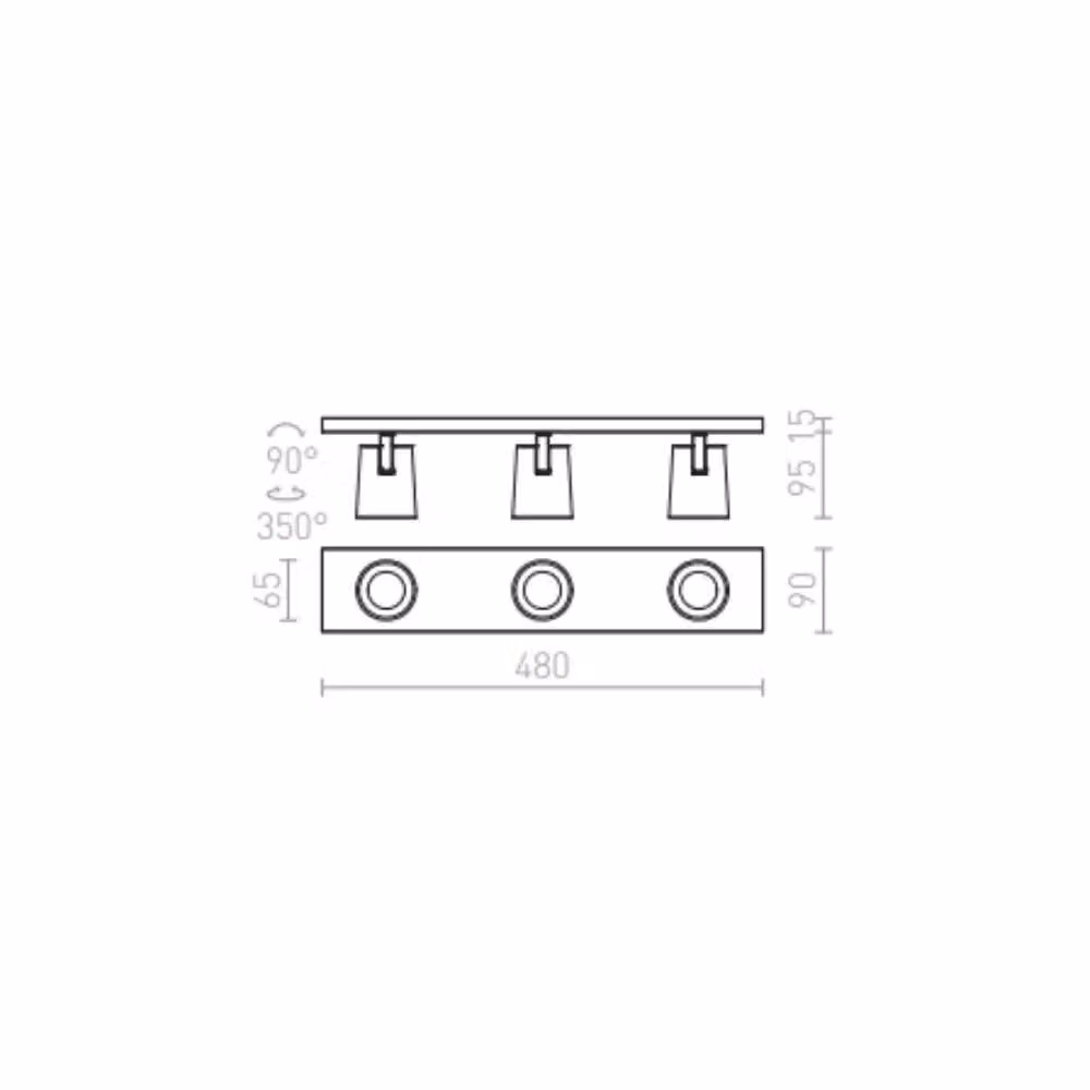 Faretto KENNY III plafoniera e applique moderna in metallo nero e oro con 3 faretti GU10 – 2