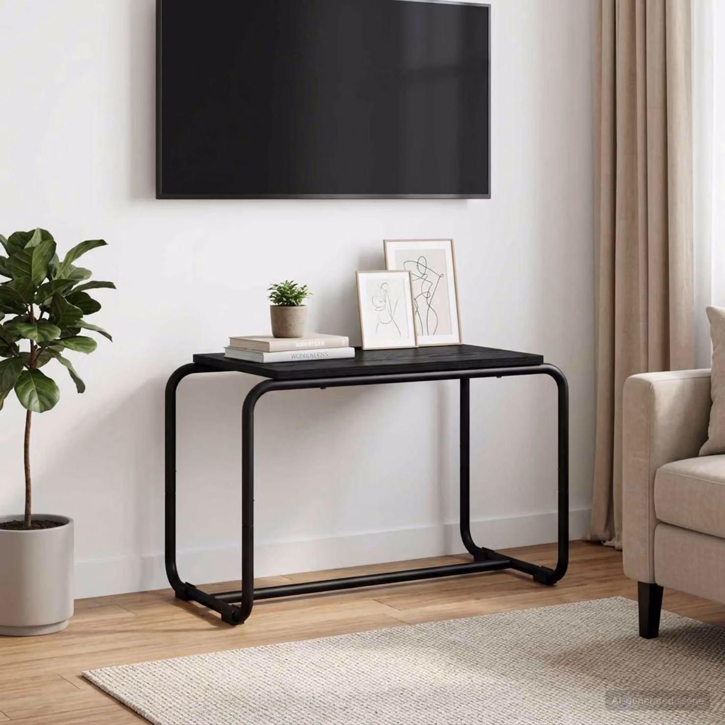 Supporto TV vidaXL in legno ingegnerizzato e metallo, colore nero, L 60 cm x P 35.5 cm x H 42 cm