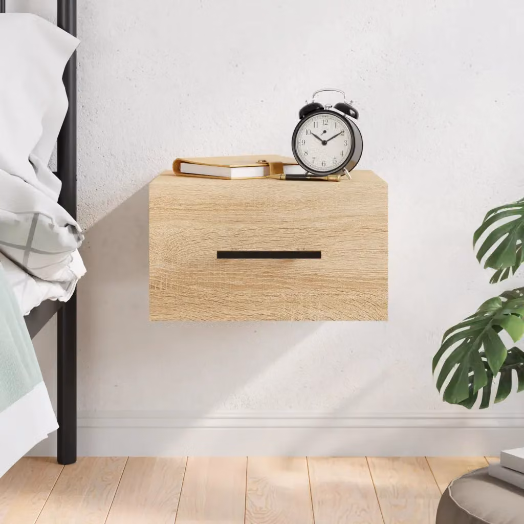 Comodino a muro vidaXL in legno Rovere Sonoma, L 35 x P 35 x H 20 cm