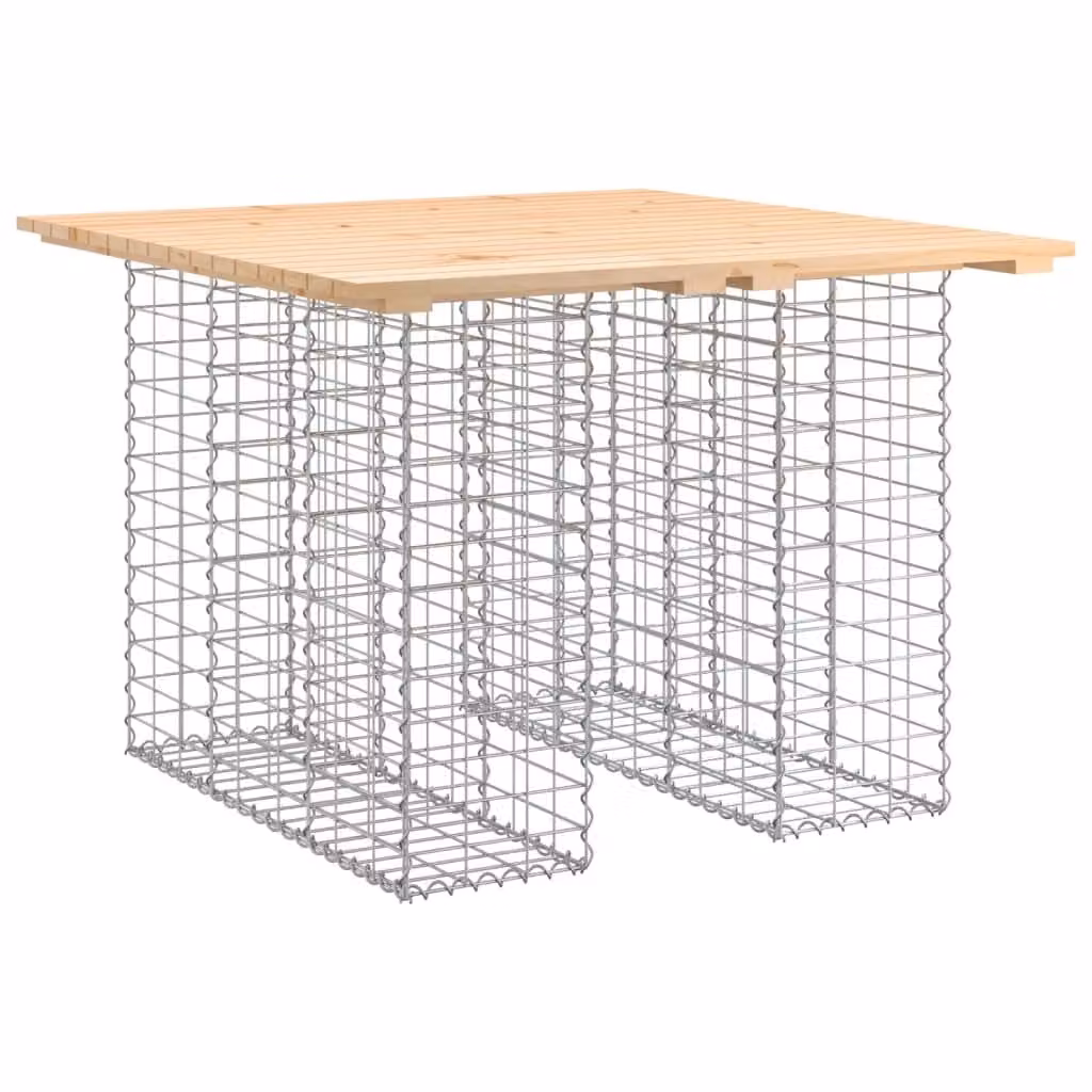 Tavolo da giardino in gabbione design 100x102x72 cm in legno massello di pino