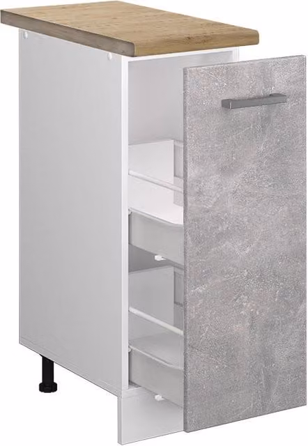 Armadio dispensa da cucina Vicco R-Line con ante a battente, Bianco e Grigio, L: 30 cm, H: 81,6 cm, P: 60 cm