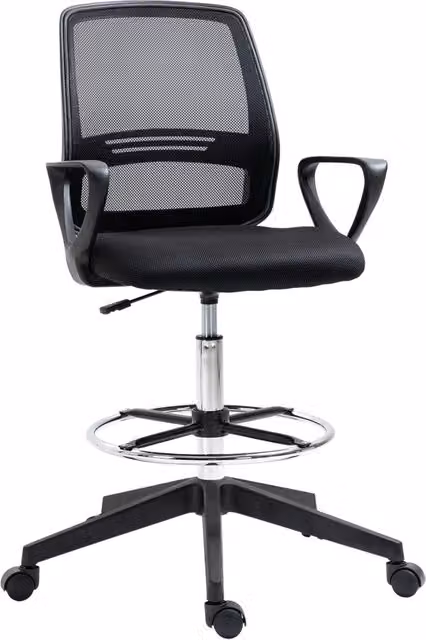 Sedia da ufficio ergonomica girevole WISHDOR con braccioli e poggiapiedi, colore nero – 1