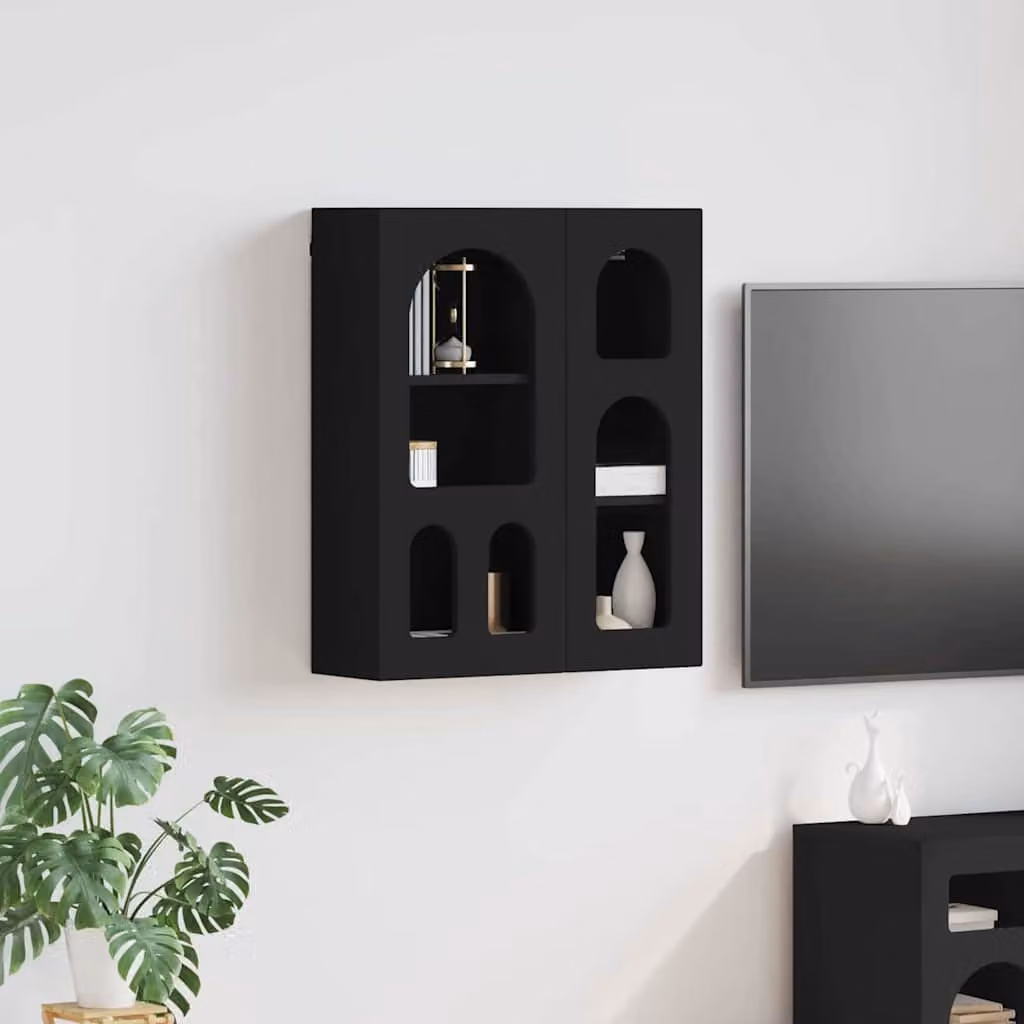 vidaXL Armadio pensile ELST con scaffale nero per cucina e corridoio L/P/H: 59 x 20 x 71,5 cm