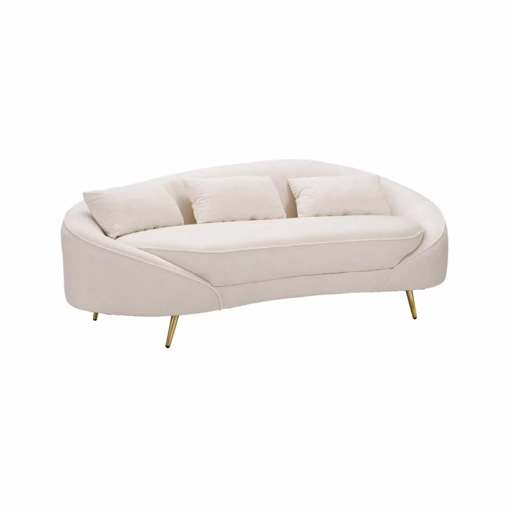 Divano 3 posti Verte DMORA con contenitore, modello dritto moderno in tessuto, L 185 x P 84 x H 68 cm, Beige e Oro – 2