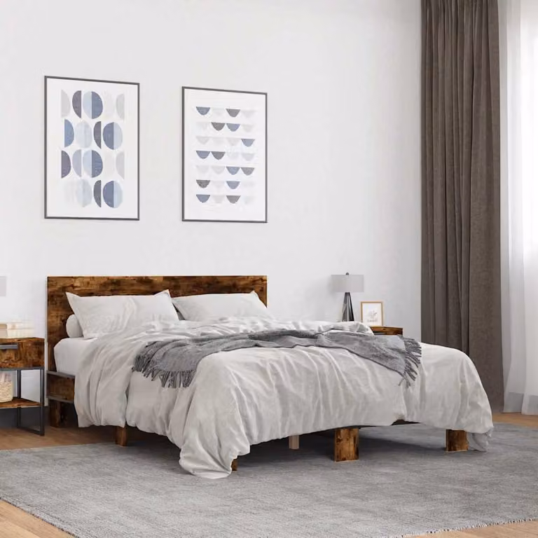 Giroletto vidaXL in rovere fumo con struttura in legno e metallo L/P: 120 x 200 cm
