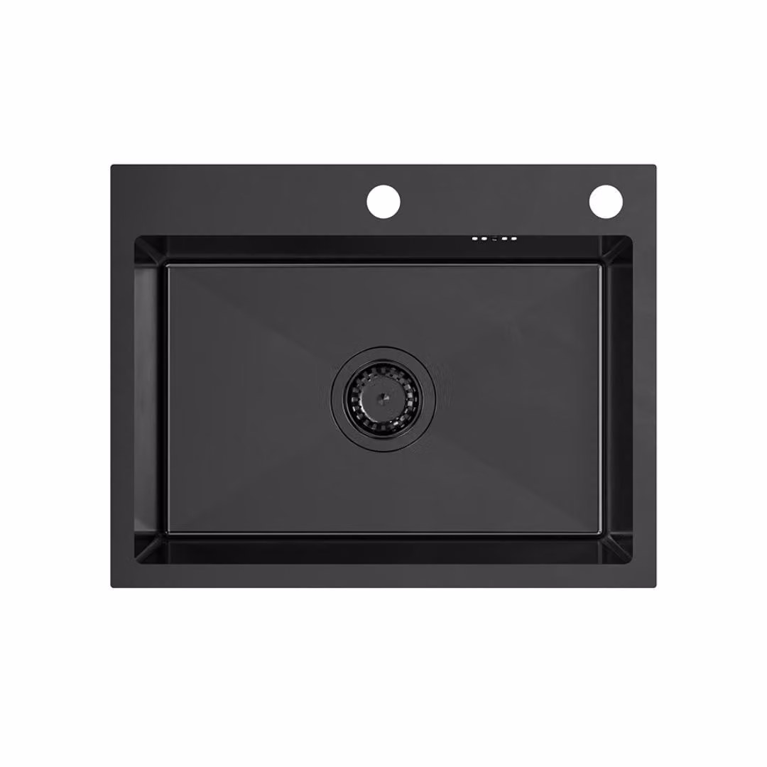VBChome Lavello 58 x 45 x 20 cm Nero Acciaio inossidabile Alta qualità – Design intramontabile per ogni cucina