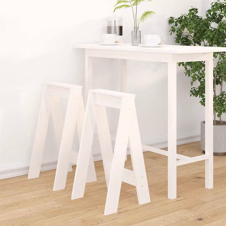 Set di 2 sgabelli bianchi vidaXL in legno di pino massello L/P/H: 40 x 40 x 75 cm