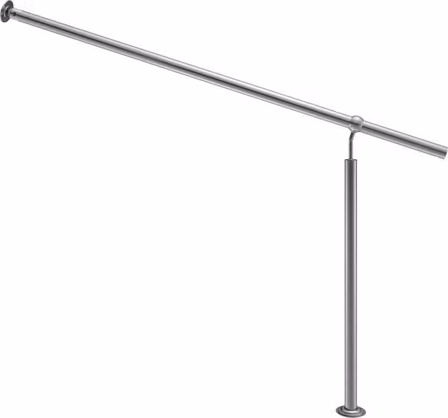 Corrimano d'ingresso Monzana in acciaio inossidabile spazzolato argento, forma tonda, Lunghezza: 150 cm