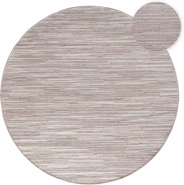 Tappeto rotondo Verona beige e bianco per interni ed esterni, Diametro: 120 cm