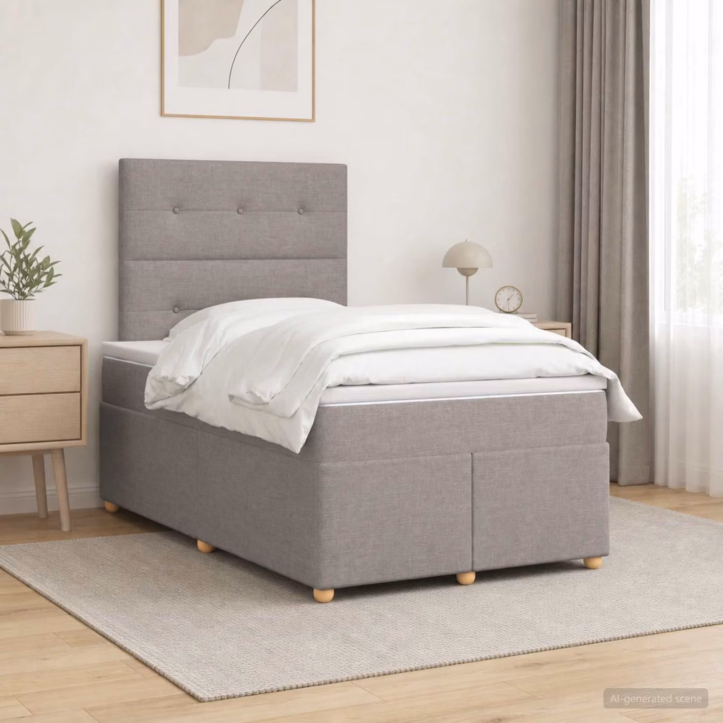 Letto box spring ibrido vidaXL con materasso a molle insacchettate e base contenitore, colore grigio, L/P/H: 120 x 200 x 46 cm