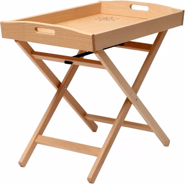 Tavolino da giardino pieghevole Giordanoshop in legno di faggio marrone e beige L: 64 cm, P: 40 cm, H: 52 cm