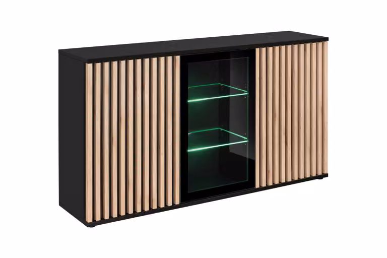 Cassettiera larga ADIA - nera / hickory jackson