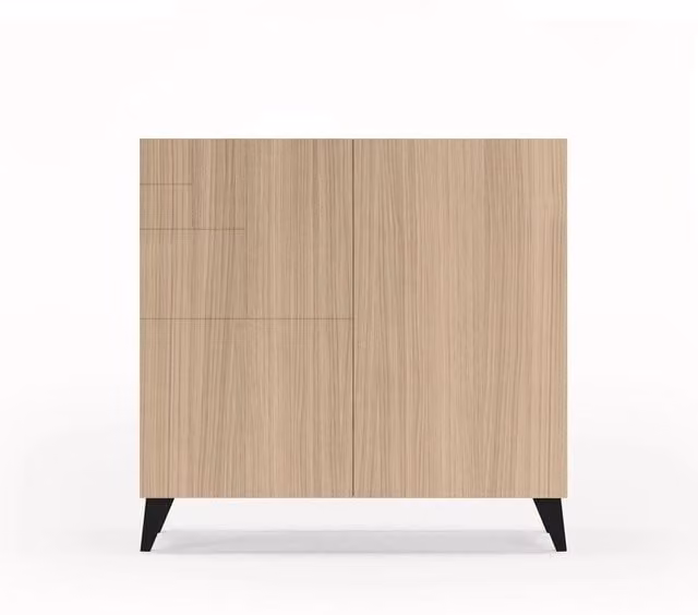 Scarpiera Herdasa effetto noce chiaro gambe nere 87x90x27
