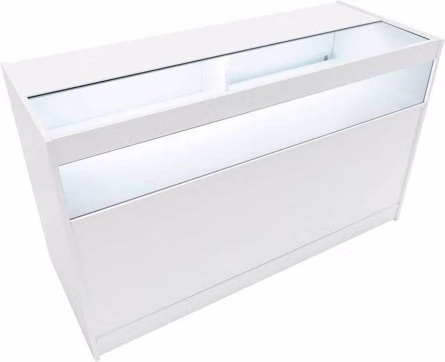 Bancone LED B1500 Bianco con 1 Ripiano a Vista e 2 Ripiani Chiusi