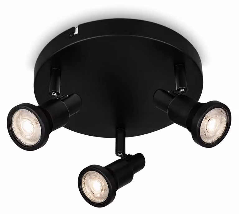 Lampade Briloner - Lampada da soffitto a LED per bagno, regolabile, lampada da soffitto a LED per bagno, IP44, colore della luce bianco caldo, GU10, nero, 210x106 (PxA)