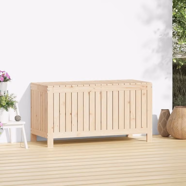 The Living Store Cassapanca da giardino 115x49x60 cm in legno di pino massiccio