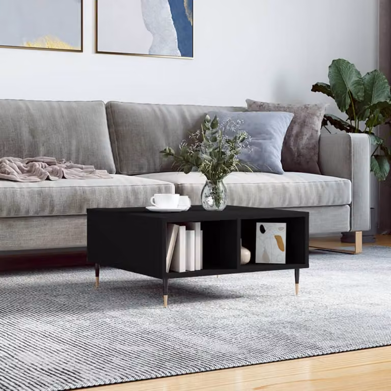 vidaXL Tavolino da Salotto Moderno Nero L/P/H: 60 x 60 x 30 cm in Legno e Metallo