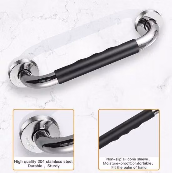 Maniglia per doccia, acciaio inossidabile, 2 pezzi, bagno
