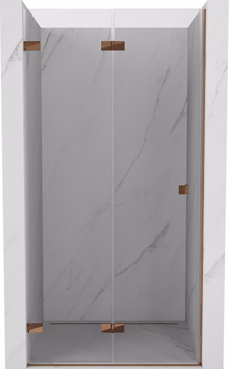 Mexen Lunar-F porta doccia pieghevole sinistra 75 cm, trasparente, oro rosa - 836-075-000-60-00-L