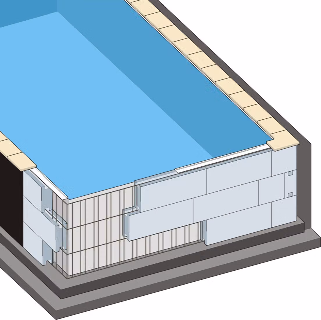 Piscina rettangolare TrendStone 600 x 300 x 150 cm | EPS 40 | senza liner interno