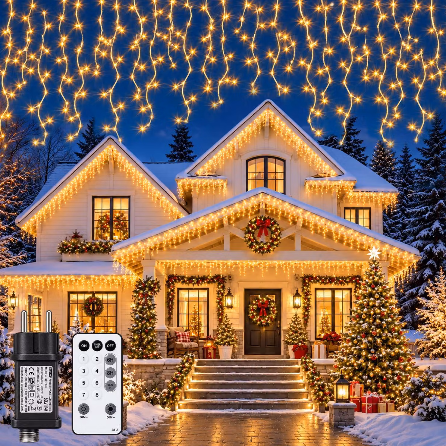 Catena luminosa da 20 metri + 5 metri, 800 LED, 8 modalità, timer, grado di protezione IP65