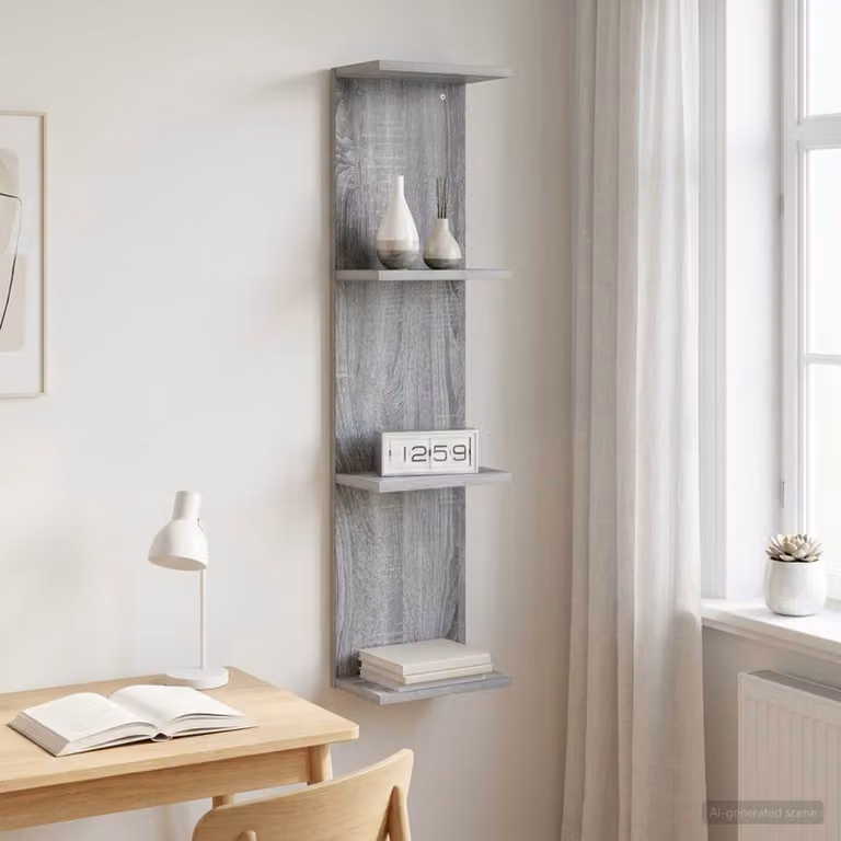 Scaffale da parete moderno vidaXL in MDF grigio L 22 cm x P 15 cm x H 100 cm
