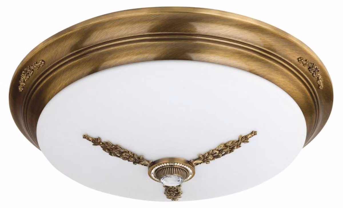 Casa Padrino plafoniera barocca ottone con patina / bianco Ø 60 cm - Luci barocche